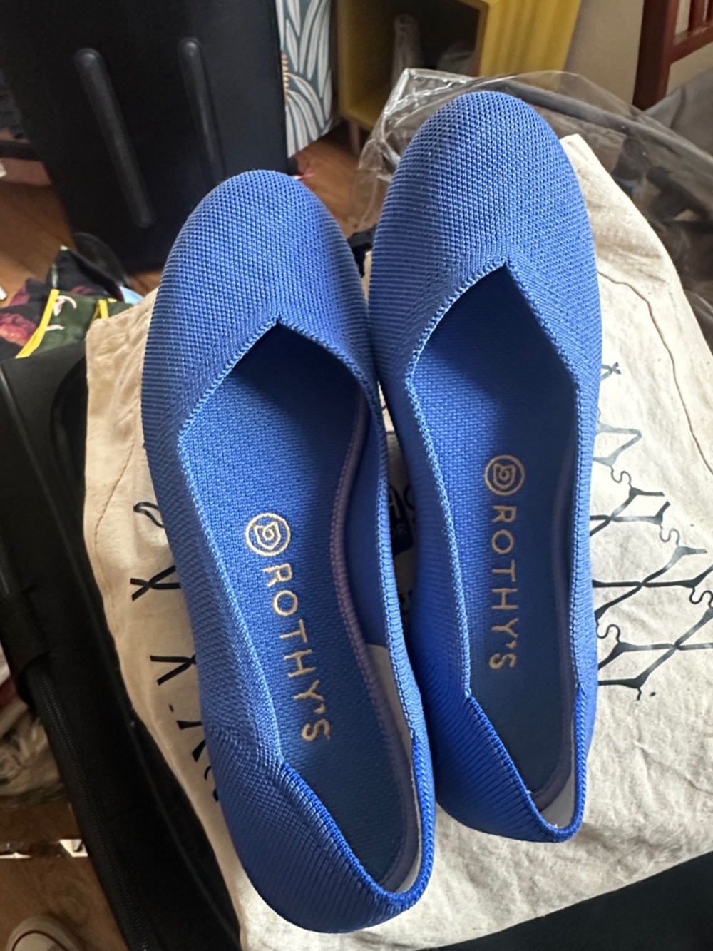 Rothy's Blue Knit Slip-On Flats